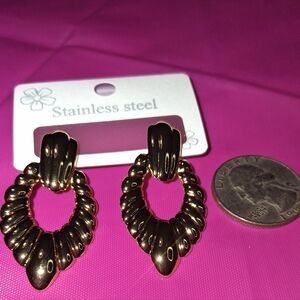 Elegant Gold Stainless Steel Earrings